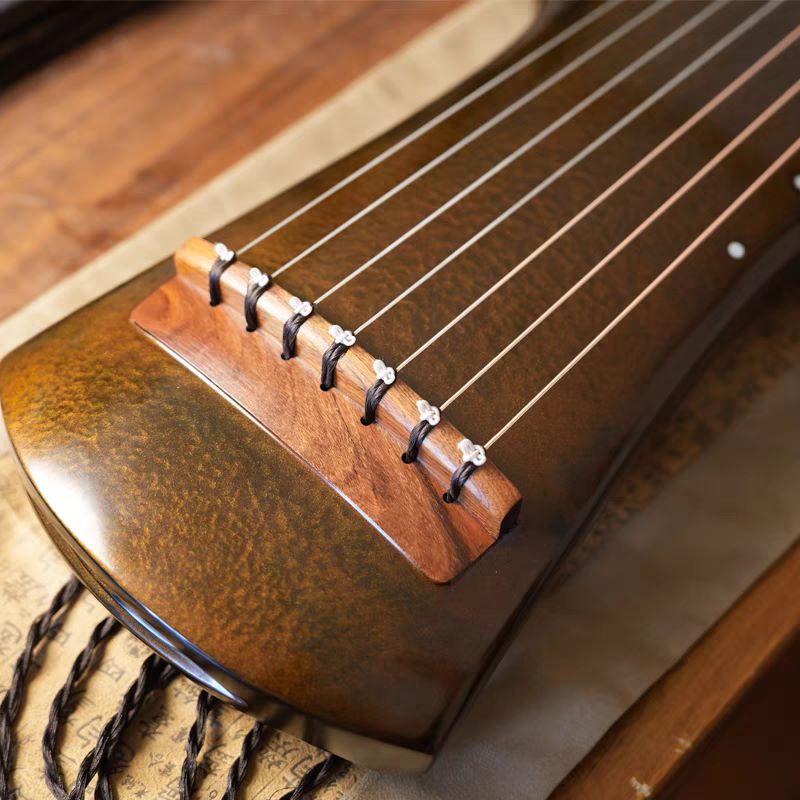 San-Chi-Liu-Hui Handmade Old Firwood 7 strings Golden Guqin for Beginners & Beyond 三尺流徽手制金色七弦古琴